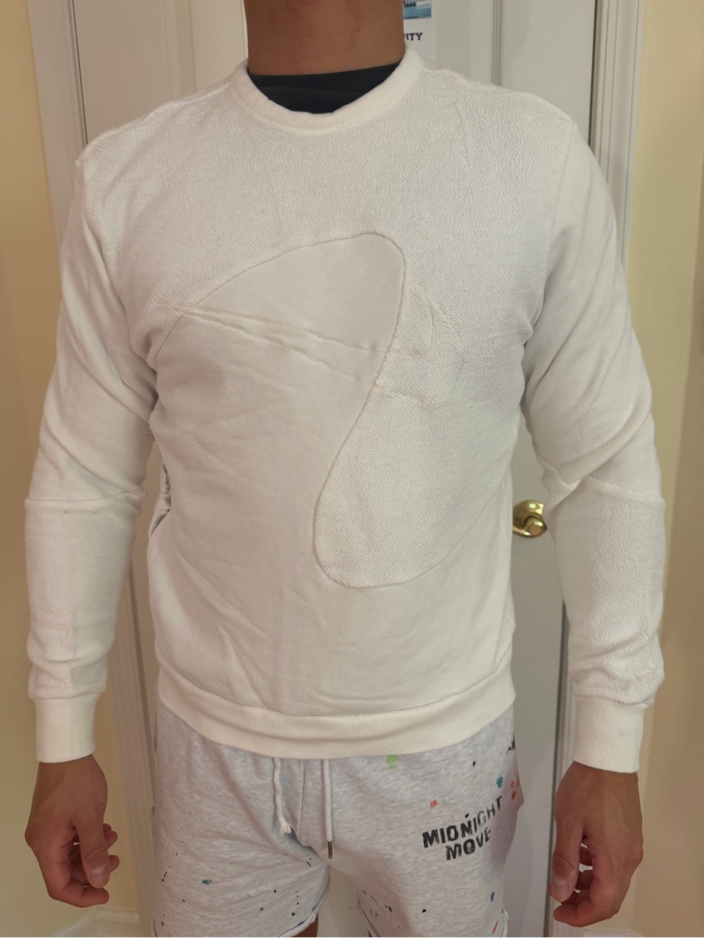 Nike Men's White Crewneck Sweatshirt - Textured Panel Detail